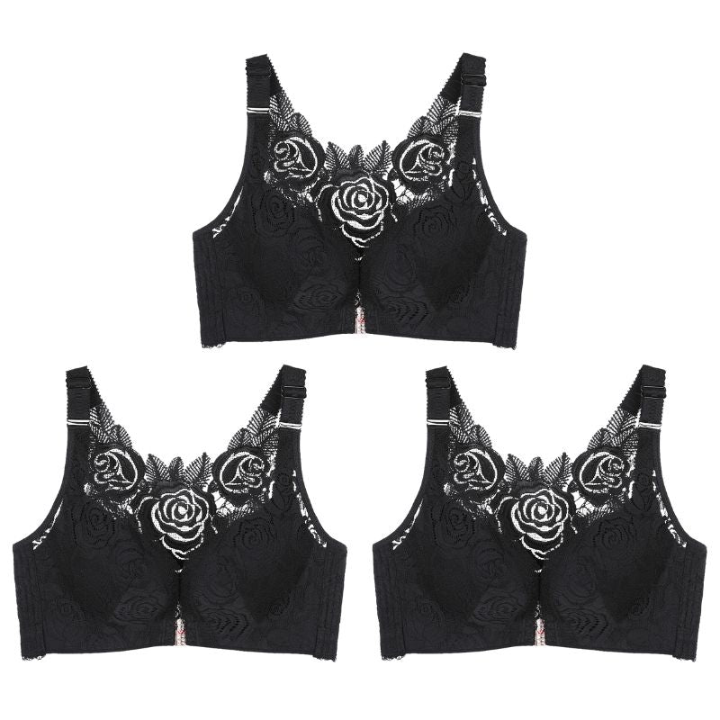 3 x Front-Verschluss Push-Up BH
